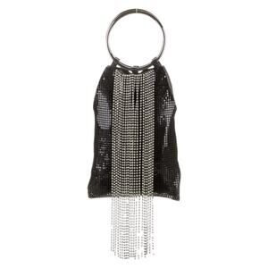 New Whiting & Davis Cascade Crystal Fringe Mesh Bracelet Bag